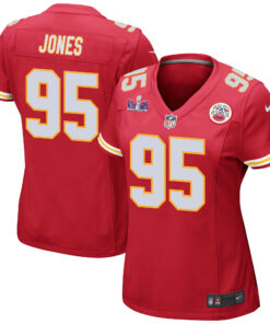 Chris Jones 95 Kansas City Chiefs Super Bowl LVIII Patch Game Women Jersey - Red JS4235 nicesnker