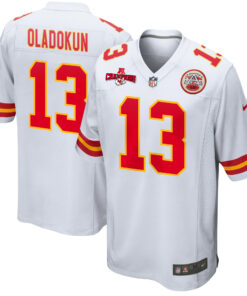 Chris Oladokun 13 Kansas City Chiefs AFC Champions Patch Game Men Jersey - White JS3562 nicesnker