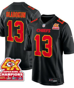 Chris Oladokun 13 Kansas City Chiefs Super Bowl LVIII Champions 4X Fashion Game Men Jersey - Carbon Black JS4125 nicesnker