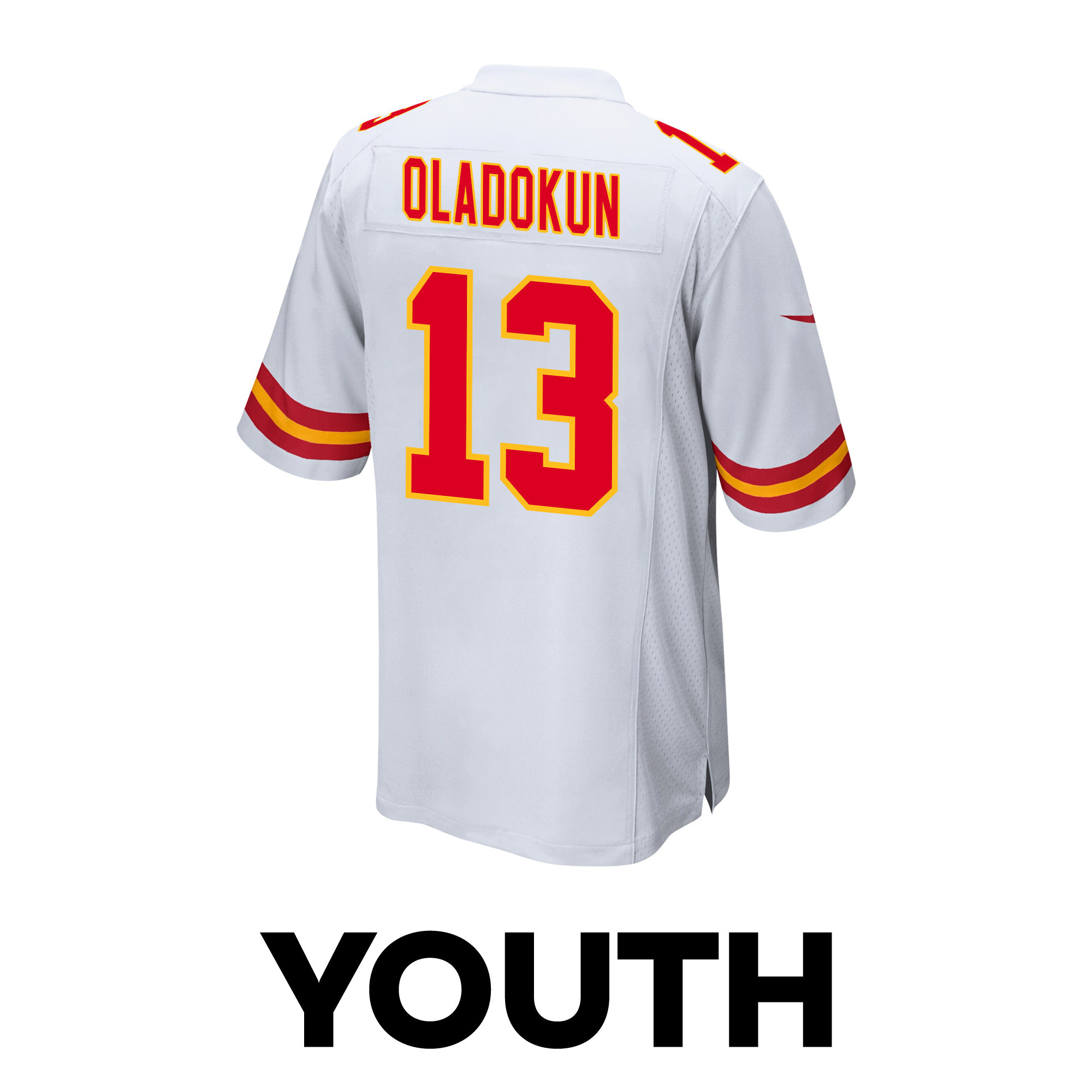 Chris Oladokun 13 Kansas City Chiefs Super Bowl LVIII Patch Game YOUTH Jersey - White JS7582 nicesnker - Image 3