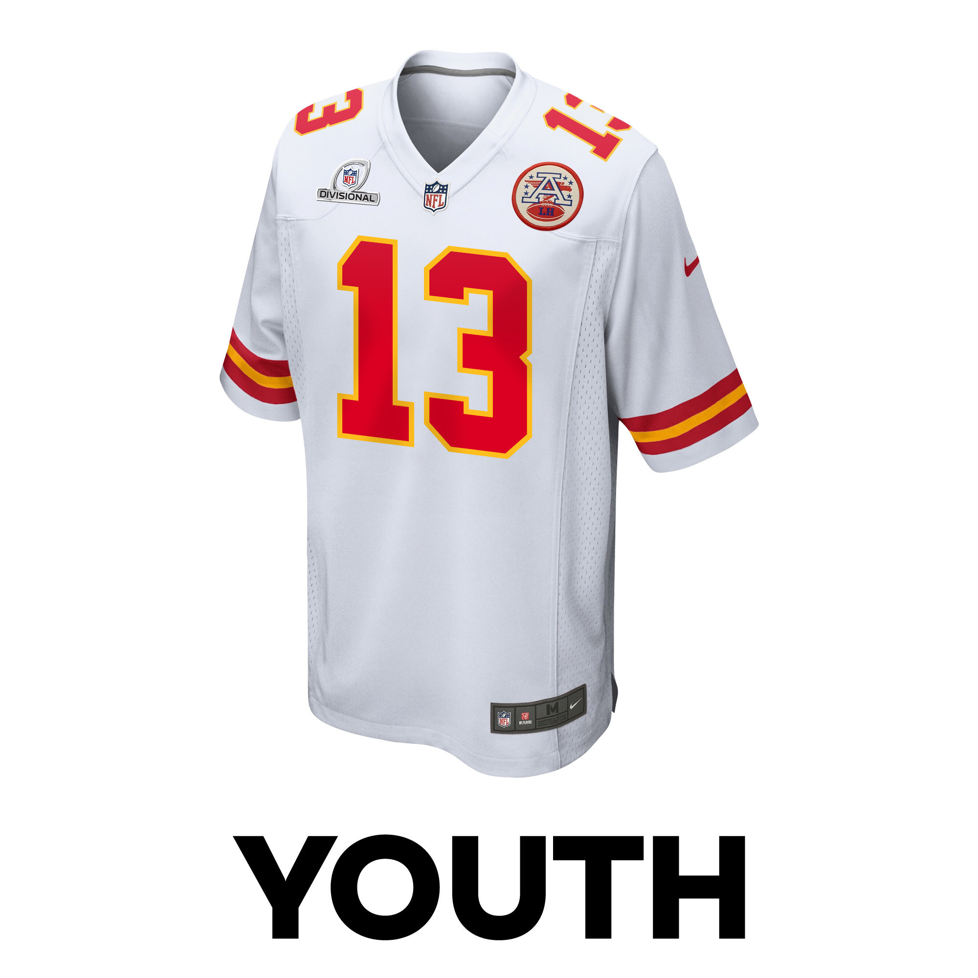 Chris Oladokun 13 Kansas City Chiefs Super Bowl LVIII Patch Game YOUTH Jersey - White JS7582 nicesnker - Image 2