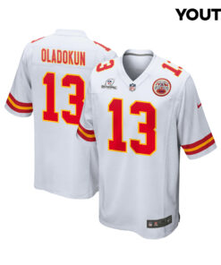 Chris Oladokun 13 Kansas City Chiefs Super Bowl LVIII Patch Game YOUTH Jersey - White JS7582 nicesnker