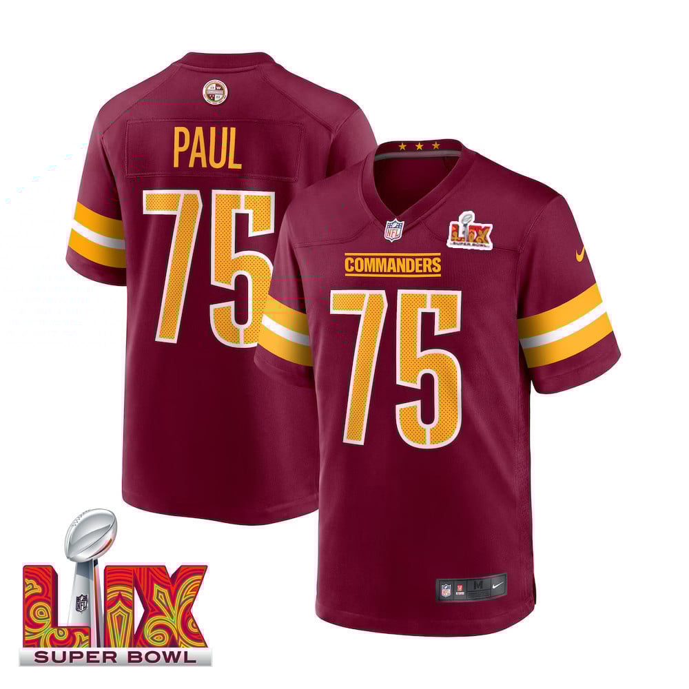 Chris Paul #75 Washington Commanders Super Bowl LIX Jersey - Men's - Burgundy JS6631 nicesnker