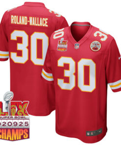 Chris Roland-Wallace 30 Kansas City Chiefs Super Bowl LIX Champions Patch Game Men Jersey - Red JS5854 nicesnker