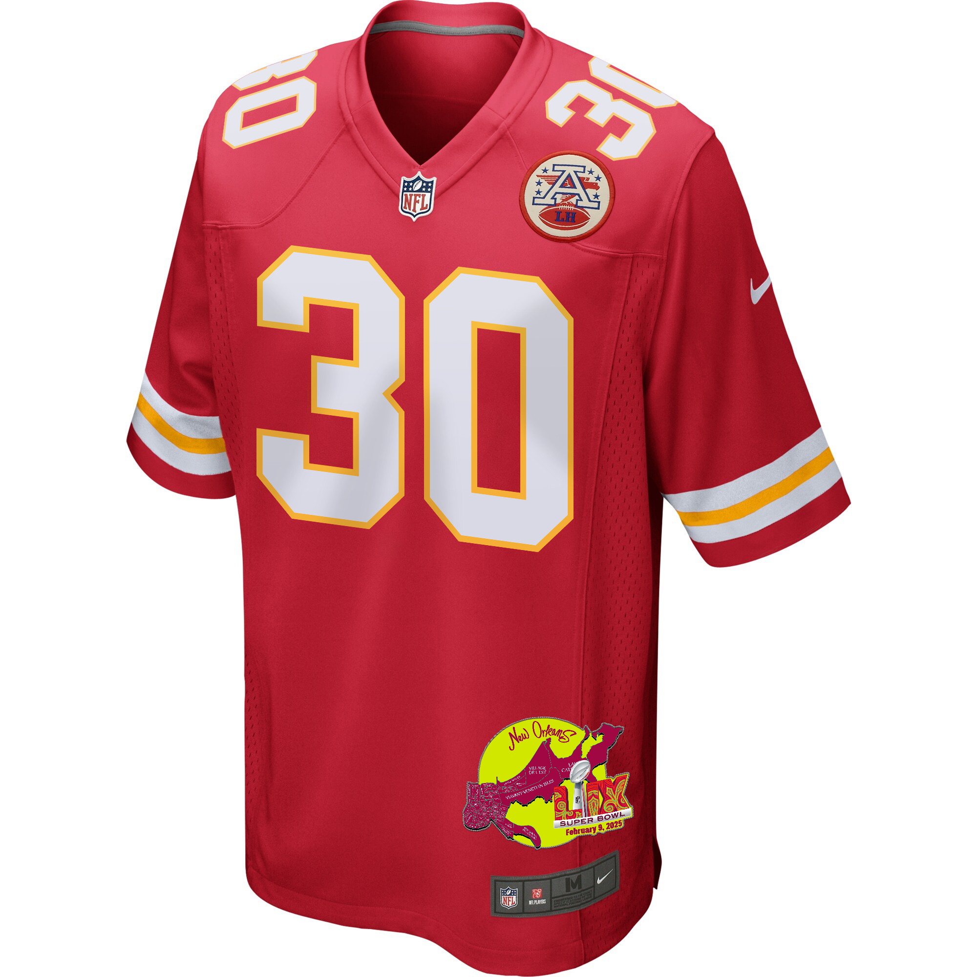 Chris Roland-Wallace 30 Kansas City Chiefs Super Bowl LIX New Orleans Patch Game Men Jersey - Red JS9610 nicesnker - Image 3