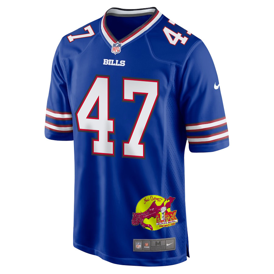 Christian Benford 47 Buffalo Bills Super Bowl LIX New Orleans Patch Game Men Jersey - Royal JS6434 nicesnker - Image 3