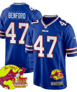 Christian Benford 47 Buffalo Bills Super Bowl LIX New Orleans Patch Game Men Jersey - Royal JS6434 nicesnker