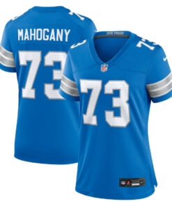 Christian Mahogany 73 Detroit Lions Women Team Game Jersey - Blue JS8205 nicesnker