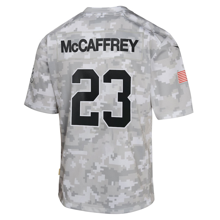 Christian McCaffrey 23 San Francisco 49ers 2024 Salute to Service Game YOUTH Jersey - Arctic Camo JS8325 nicesnker - Image 3