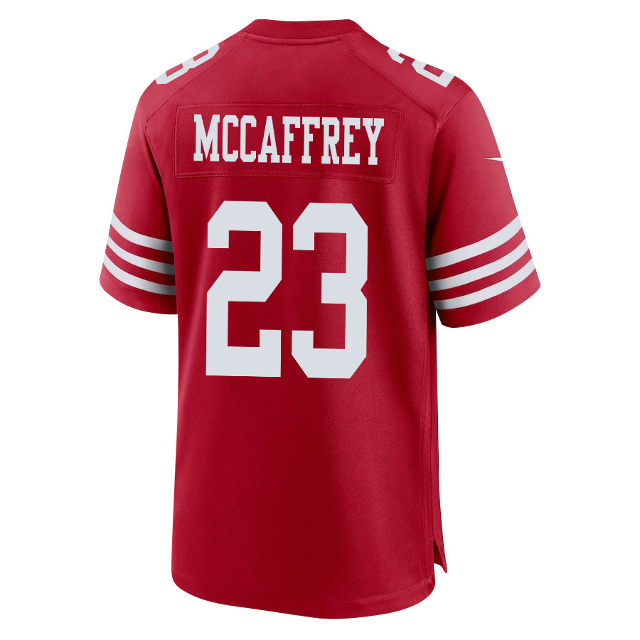 Christian McCaffrey 23 San Francisco 49ers NFC Champions Patch Game Men Jersey - Scarlet JS4415 nicesnker - Image 3