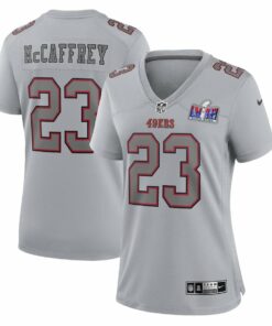 Christian McCaffrey 23 San Francisco 49ers Super Bowl LVIII Atmosphere Fashion Game Women Jersey - Gray JS4360 nicesnker