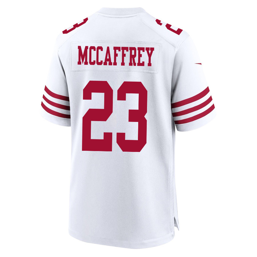 Christian McCaffrey 23 San Francisco 49ers Super Bowl LVIII Patch Game Men Jersey - White JS3749 nicesnker - Image 3