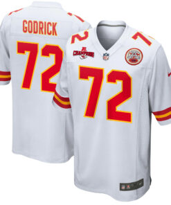 Chukwuebuka Godrick 72 Kansas City Chiefs AFC Champions Patch Game Men Jersey - White JS5071 nicesnker