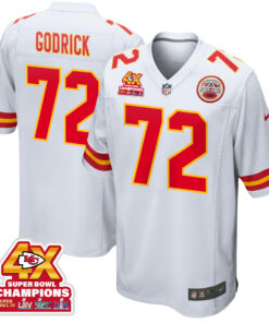 Chukwuebuka Godrick 72 Kansas City Chiefs Super Bowl LVIII Champions 4X Game Men Jersey - White JS7359 nicesnker