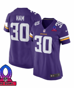 C.J. Ham 30 Minnesota Vikings 2025 Pro Bowl Patch Women Game Jersey - Purple JS3517 nicesnker