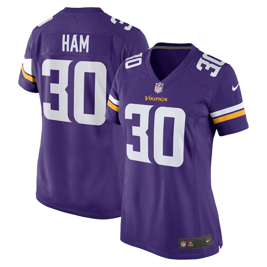 C.J. Ham 30 Minnesota Vikings Women Game Jersey - Purple JS9747 nicesnker