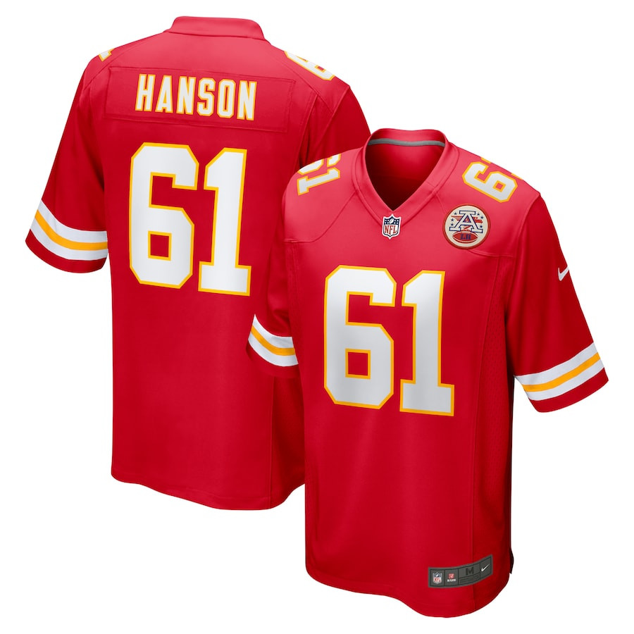 C.J. Hanson 61 Kansas City Chiefs Game Men Jersey - Red JS2203 nicesnker