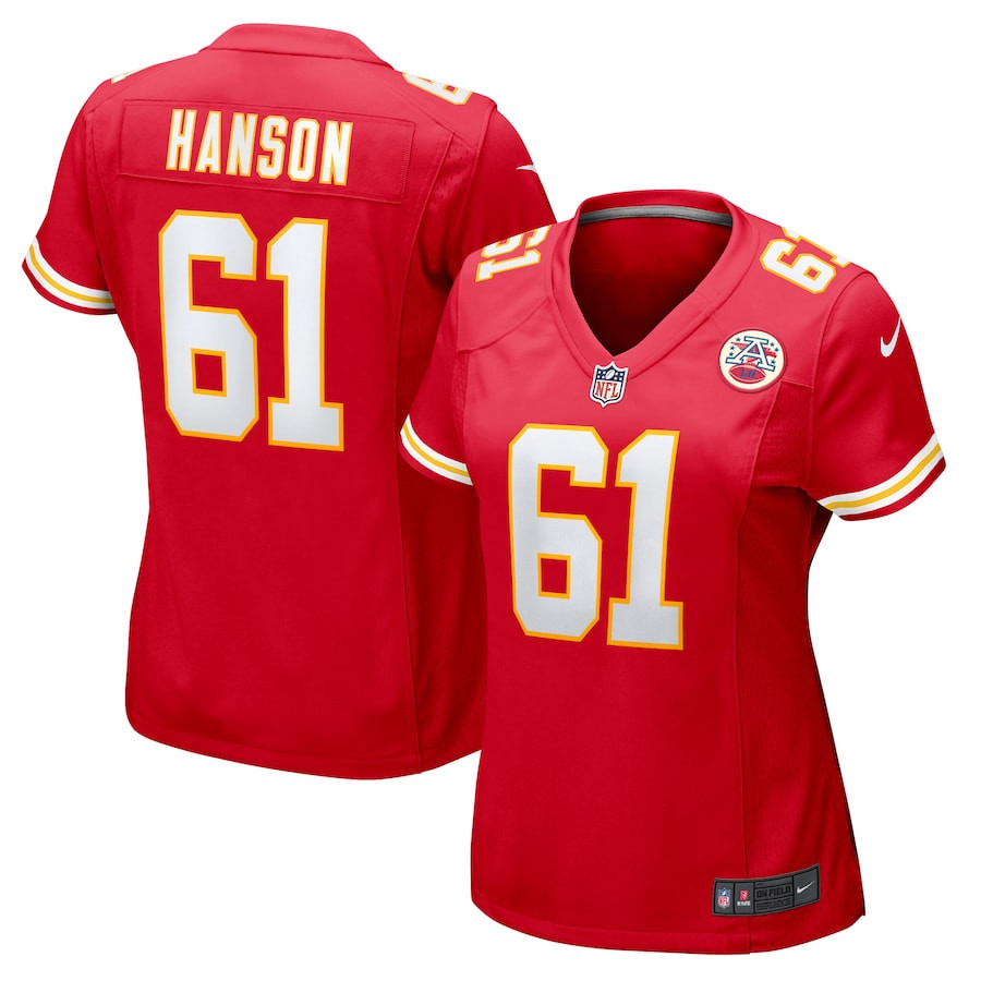 C.J. Hanson 61 Kansas City Chiefs Women's Game Jersey - Red JS9357 nicesnker