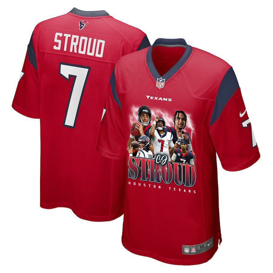 C.J. Stroud 7 Houston Texans The Chosen One Game Men Jersey - Red JS5725 nicesnker