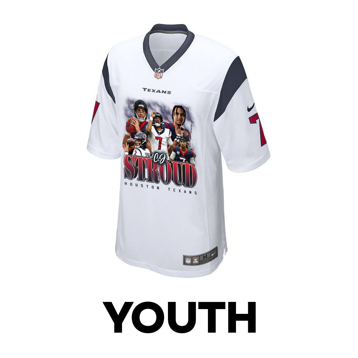 C.J. Stroud 7 Houston Texans The Chosen One Game YOUTH Jersey - White JS6299 nicesnker - Image 2