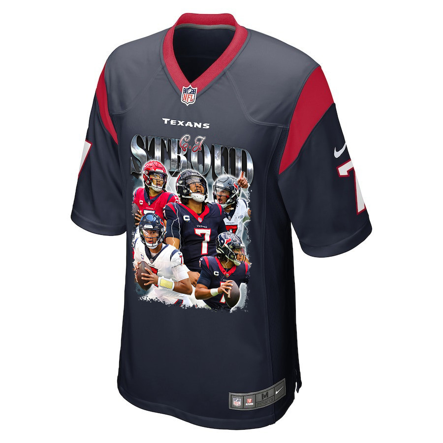 C.J. Stroud 7 Houston Texans The Gunslinger Game Men Jersey - Navy JS1698 nicesnker - Image 2