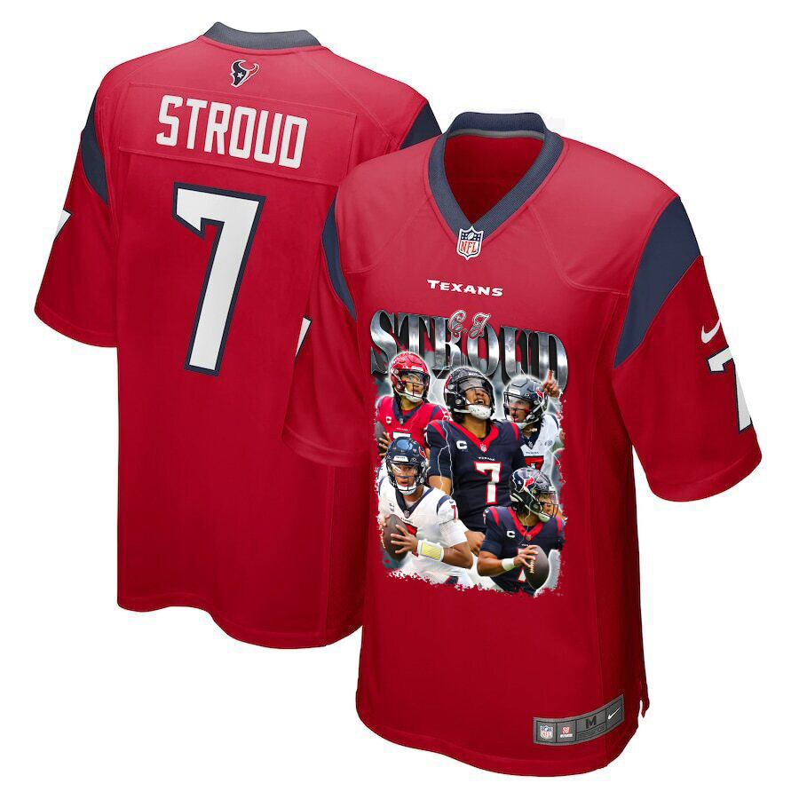 C.J. Stroud 7 Houston Texans The Gunslinger Game Men Jersey - Red JS8330 nicesnker