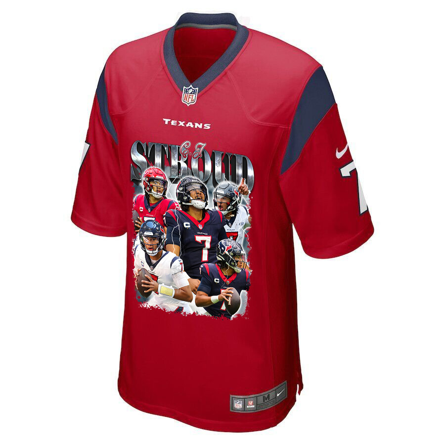 C.J. Stroud 7 Houston Texans The Gunslinger Game Men Jersey - Red JS8330 nicesnker - Image 2