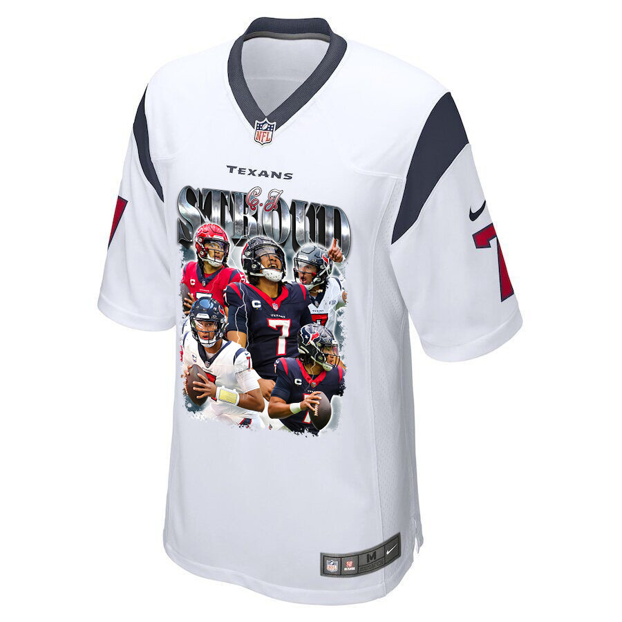 C.J. Stroud 7 Houston Texans The Gunslinger Game Men Jersey - White JS6325 nicesnker - Image 2