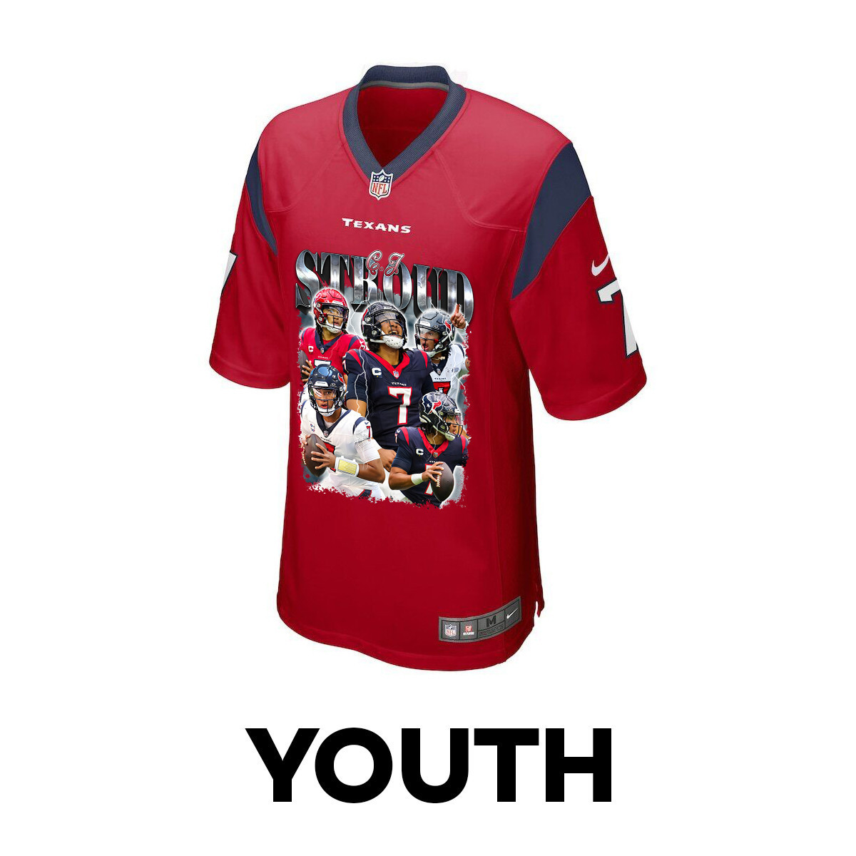 C.J. Stroud 7 Houston Texans The Gunslinger Game YOUTH Jersey - Red JS4319 nicesnker - Image 2