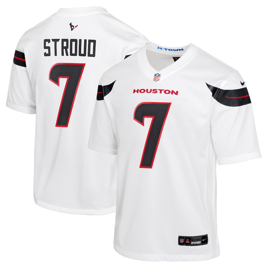 C.J. Stroud 7 Houston Texans Youth Game Jersey - White JS7064 nicesnker