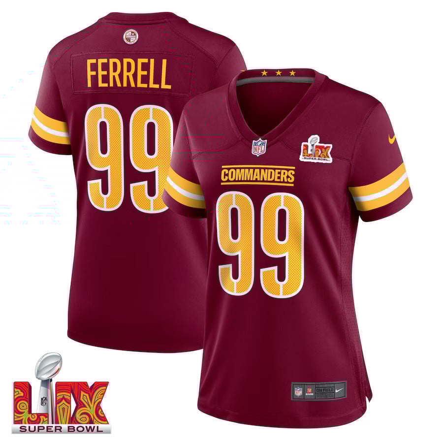 Clelin Ferrell #99 Washington Commanders Super Bowl LIX Women's Jersey - Burgundy JS5445 nicesnker