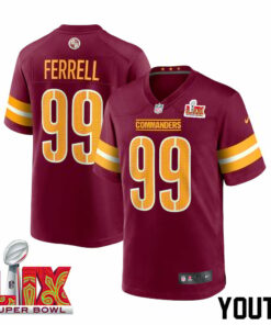 Clelin Ferrell #99 Washington Commanders Super Bowl LIX Youth Jersey - Burgundy JS1530 nicesnker