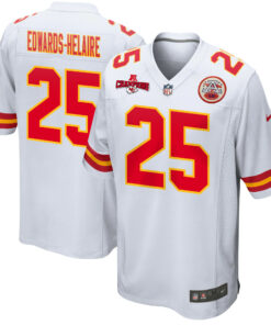 Clyde Edwards-Helaire 25 Kansas City Chiefs AFC Champions Patch Game Men Jersey - White JS6542 nicesnker