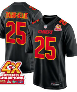 Clyde Edwards-Helaire 25 Kansas City Chiefs Super Bowl LVIII Champions 4X Fashion Game Men Jersey - Carbon Black JS8515 nicesnker