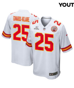 Clyde Edwards-Helaire 25 Kansas City Chiefs Super Bowl LVIII Patch Game YOUTH Jersey - White JS5307 nicesnker