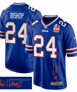 Cole Bishop 24 Buffalo Bills Super Bowl LIX Champions Patch 'New Orleans - Where Passion Ignites' EMBROIDERED Game Men Jersey - Royal JS8999 nicesnker