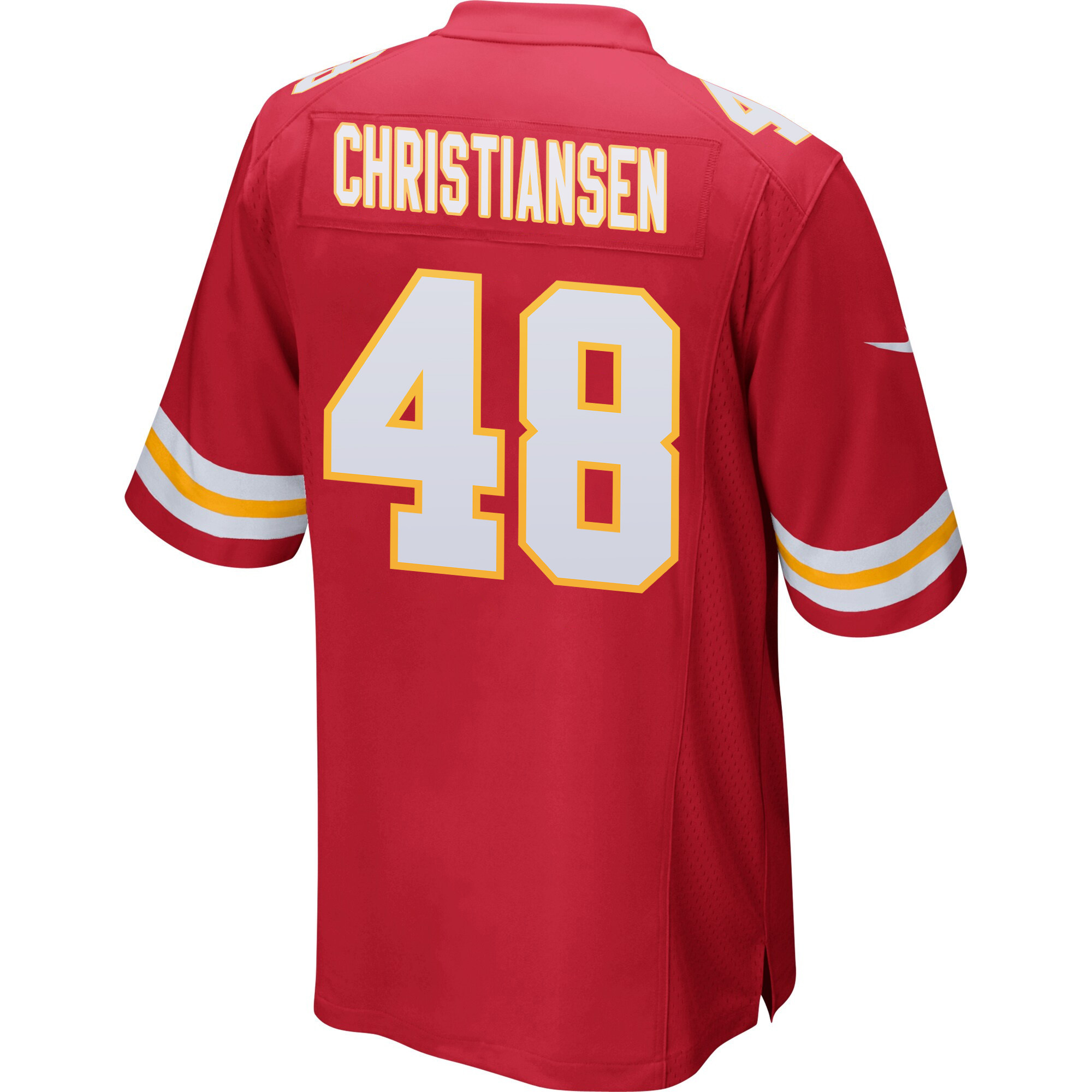 Cole Christiansen 48 Kansas City Chiefs AFC Champions Patch Game Men Jersey - Red JS8543 nicesnker - Image 3