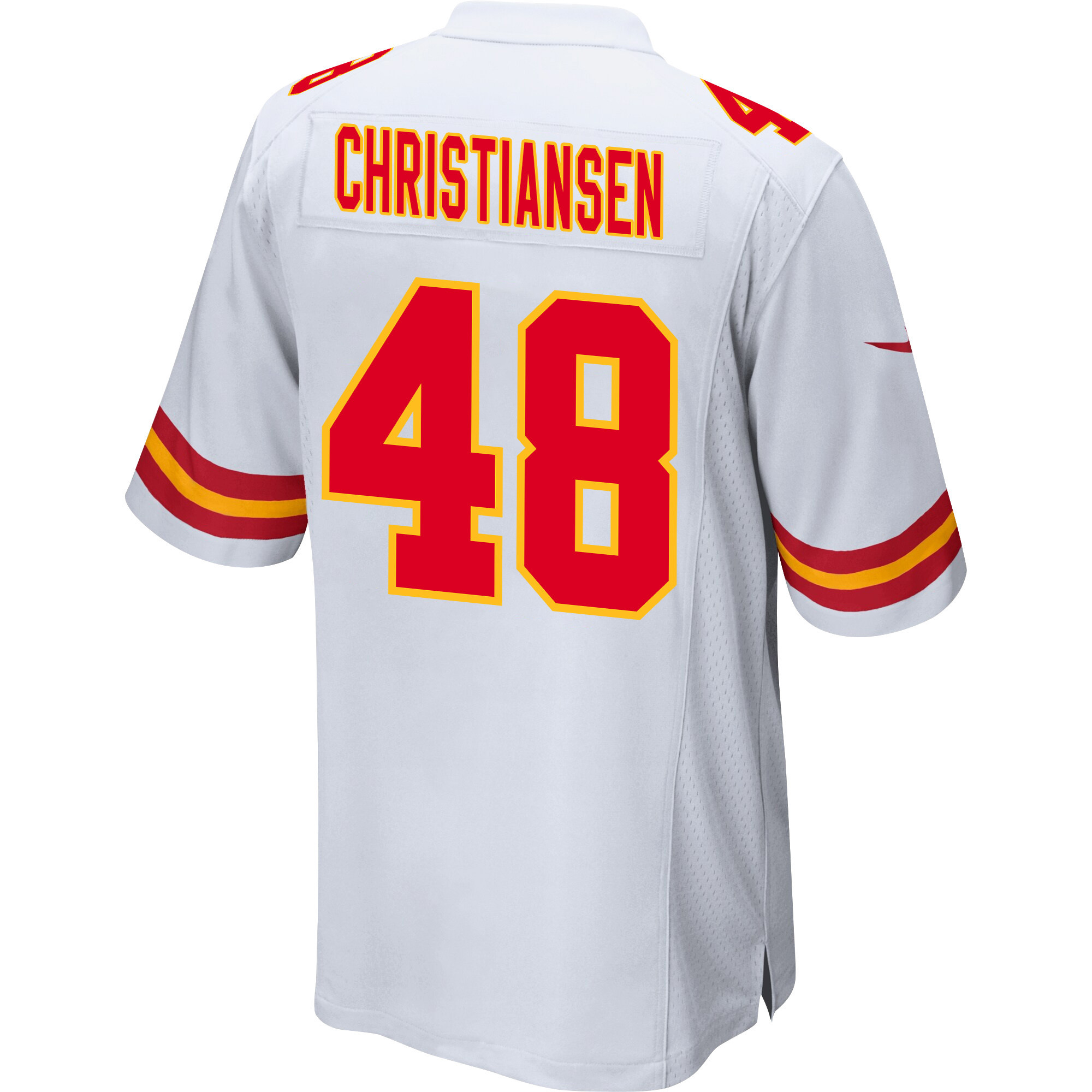 Cole Christiansen 48 Kansas City Chiefs AFC Champions Patch Game Men Jersey - White JS6689 nicesnker - Image 3