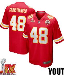 Cole Christiansen #48 Kansas City Chiefs Super Bowl LIX YOUTH Jersey - Red JS5721 nicesnker