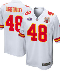 Cole Christiansen 48 Kansas City Chiefs Super Bowl LVIII Patch Game Men Jersey - White JS2519 nicesnker