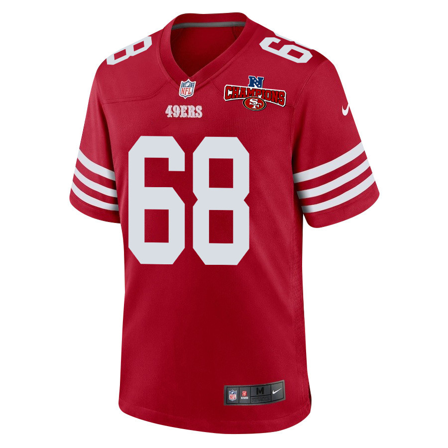 Colton McKivitz 68 San Francisco 49ers NFC Champions Patch Game Men Jersey - Scarlet JS1953 nicesnker - Image 2