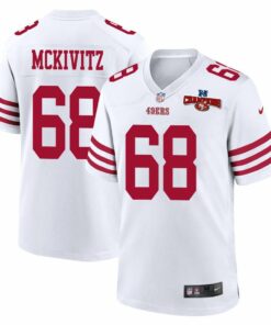Colton McKivitz 68 San Francisco 49ers NFC Champions Patch Game Men Jersey - White JS5204 nicesnker