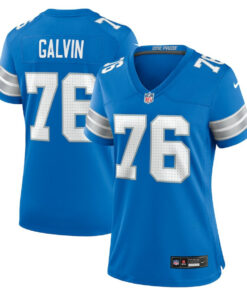 Connor Galvin 76 Detroit Lions Women's Team Game Jersey - Blue JS7966 nicesnker
