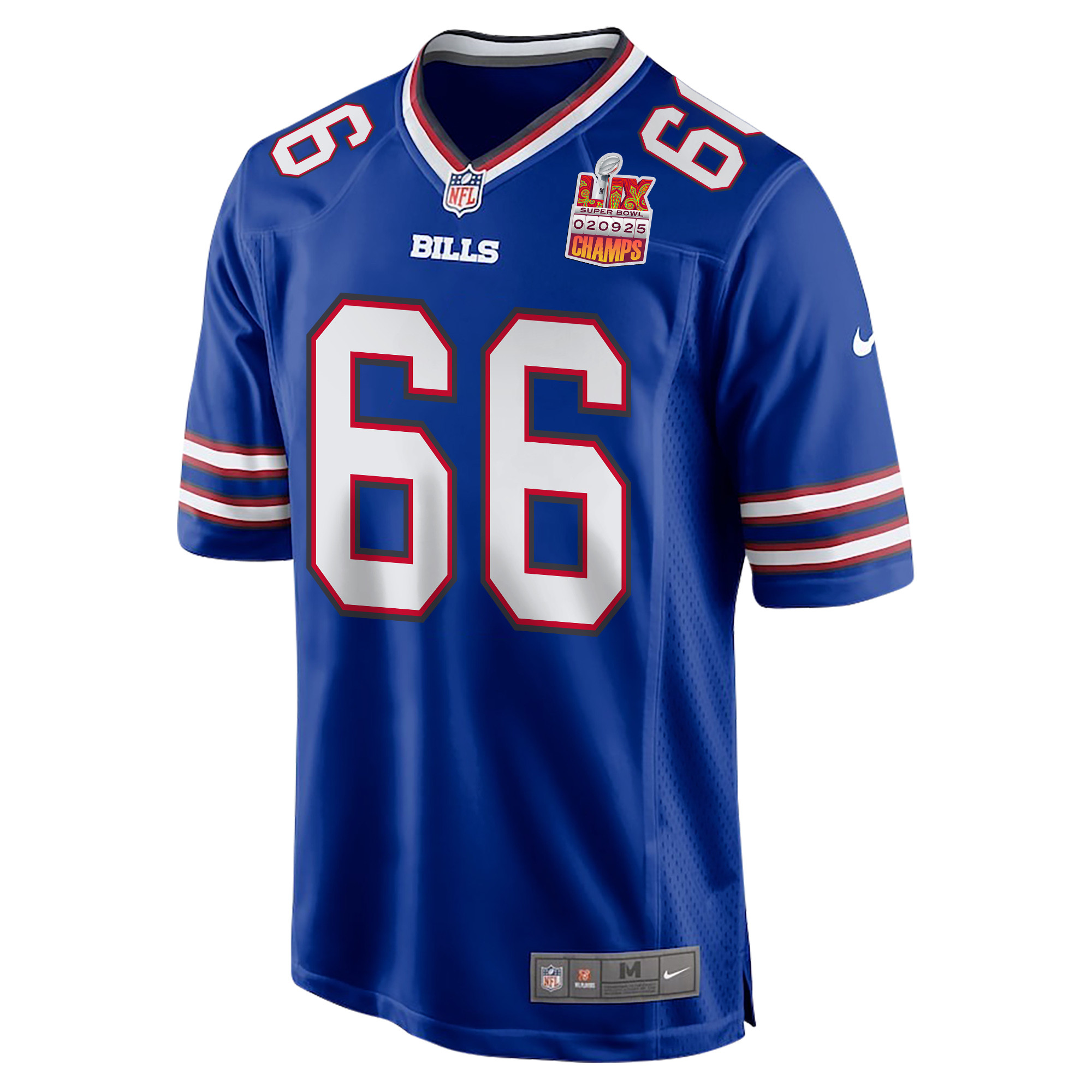 Connor McGovern 66 Buffalo Bills Super Bowl LIX Champions Patch Game Men Jersey - Royal JS6085 nicesnker - Image 3