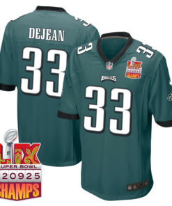Cooper DeJean 33 Philadelphia Eagles Super Bowl LIX Champions Patch Game Men Jersey - Midnight Green JS4816 nicesnker