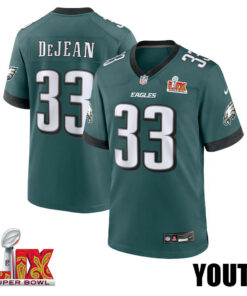 Cooper DeJean #33 Philadelphia Eagles Super Bowl LIX YOUTH Jersey - Midnight Green JS3811 nicesnker
