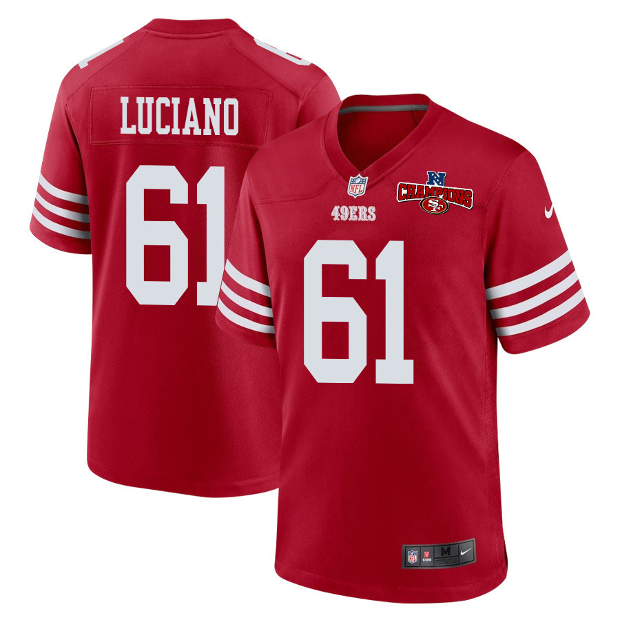 Corey Luciano 61 San Francisco 49ers NFC Champions Patch Game Men Jersey - Scarlet JS5980 nicesnker