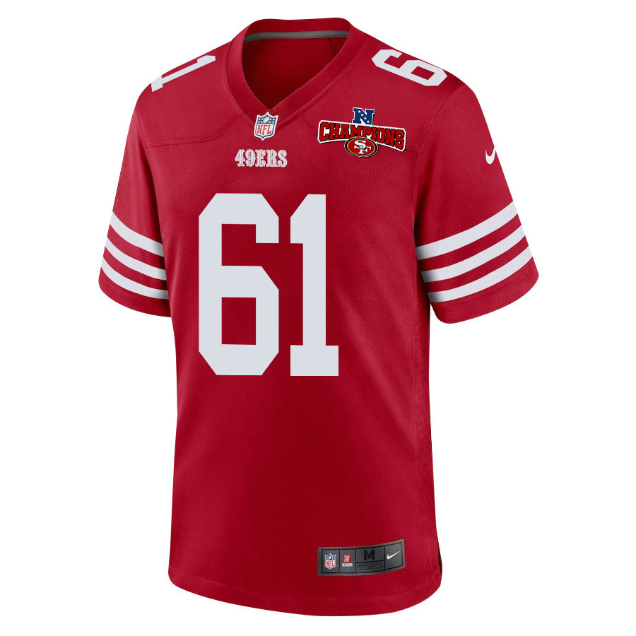 Corey Luciano 61 San Francisco 49ers NFC Champions Patch Game Men Jersey - Scarlet JS5980 nicesnker - Image 2