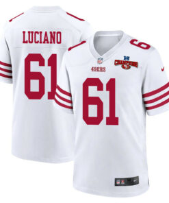 Corey Luciano 61 San Francisco 49ers NFC Champions Patch Game Men Jersey - White JS6179 nicesnker
