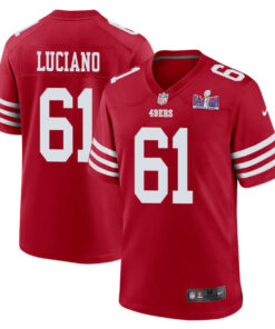Corey Luciano 61 San Francisco 49ers Super Bowl LVIII Patch Game Men Jersey - Scarlet JS8238 nicesnker